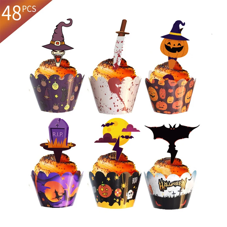 

YR Halloween cupcakes wrapper Halloween cupcakes cup with decoration card