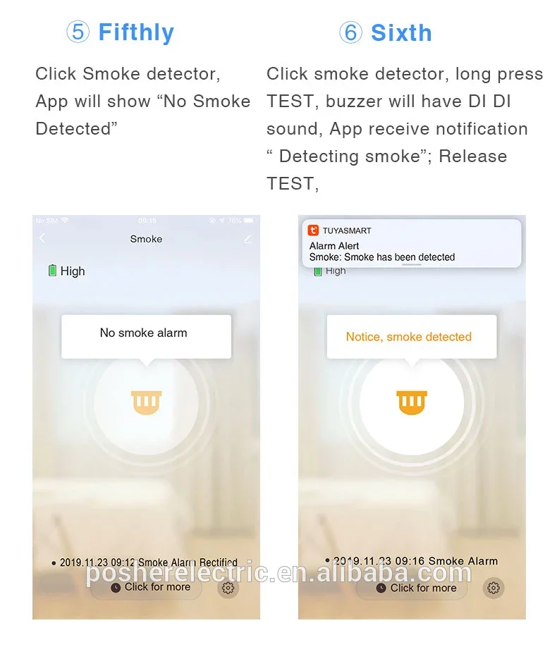 Smart Home Security Tuya Smart App Ionization Compact Wifi Smoke Detector Alarm Motion Sensor