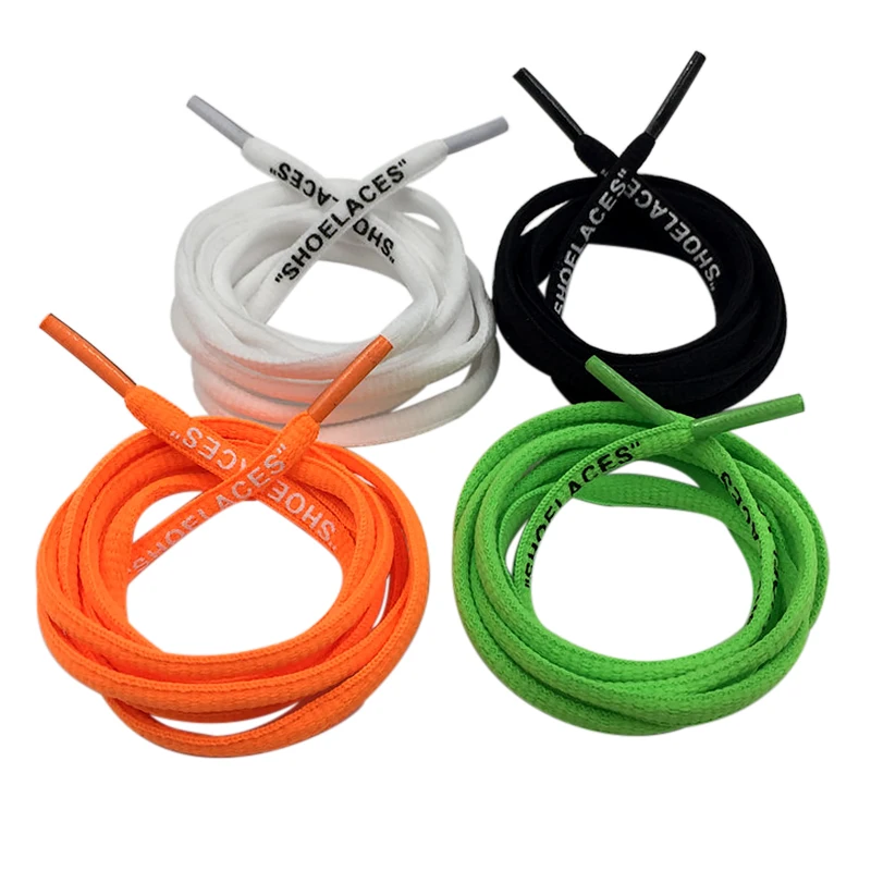 

Weiou New Oval Shoelace with Printed Logo Custom Shoelaces for Sneakers Low MOQ "SHOELACES" Printed Shoestring, Black white green and orange support customized color