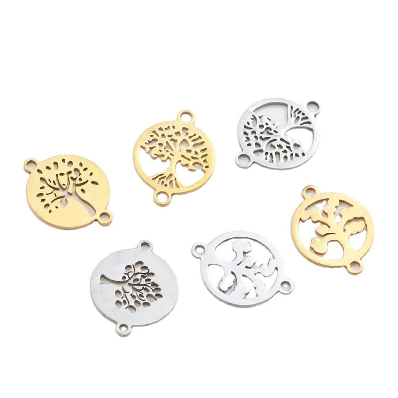 

Hobbyworker 15mm Stainless Steel Life Tree Charms Fit Bracelet Necklace Connector for DIY Handmade Jewelry Making, Picture