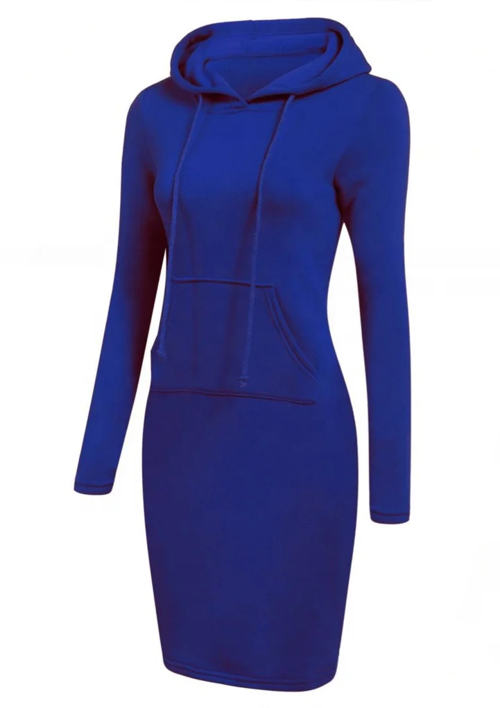 
2020 fashion plain pockets pullover casual Hoodies women long sleeve hoodies dress 