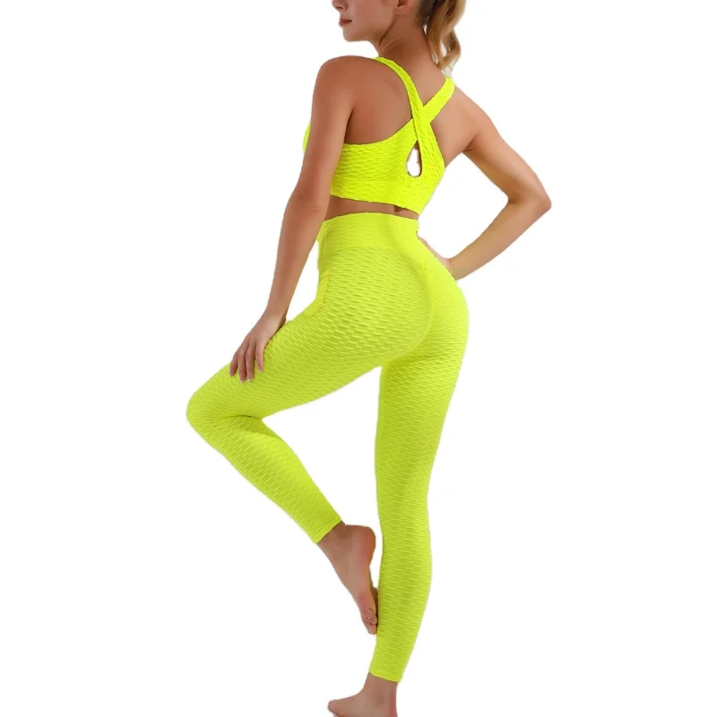 

Women One Color Clothing Sports Top and High Waisted Workout Leggings Yoga Set JIN Fitness Custom Print