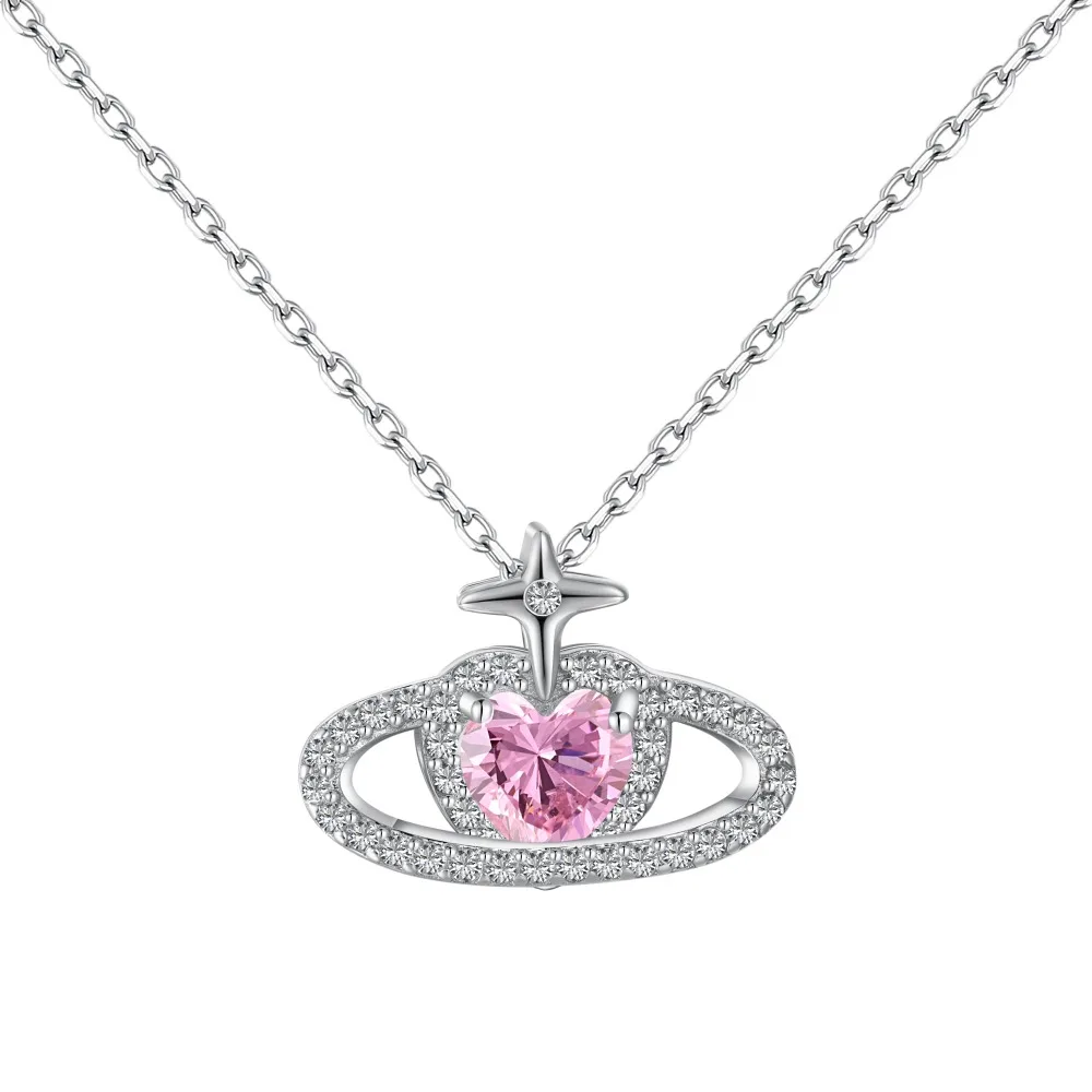 Dylam Fine Jewellery S925 Sterling Silver Chain Necklace Heart Charm Pendants for Women Necklaces Earrings Rings Jewelry Set