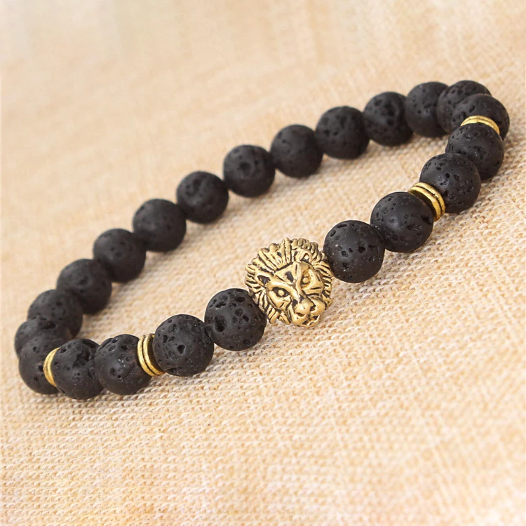 

2020 Hot Sell Women Mens Lava Stone Buddha Bracelet Men Lion Head Bracelet, Picture
