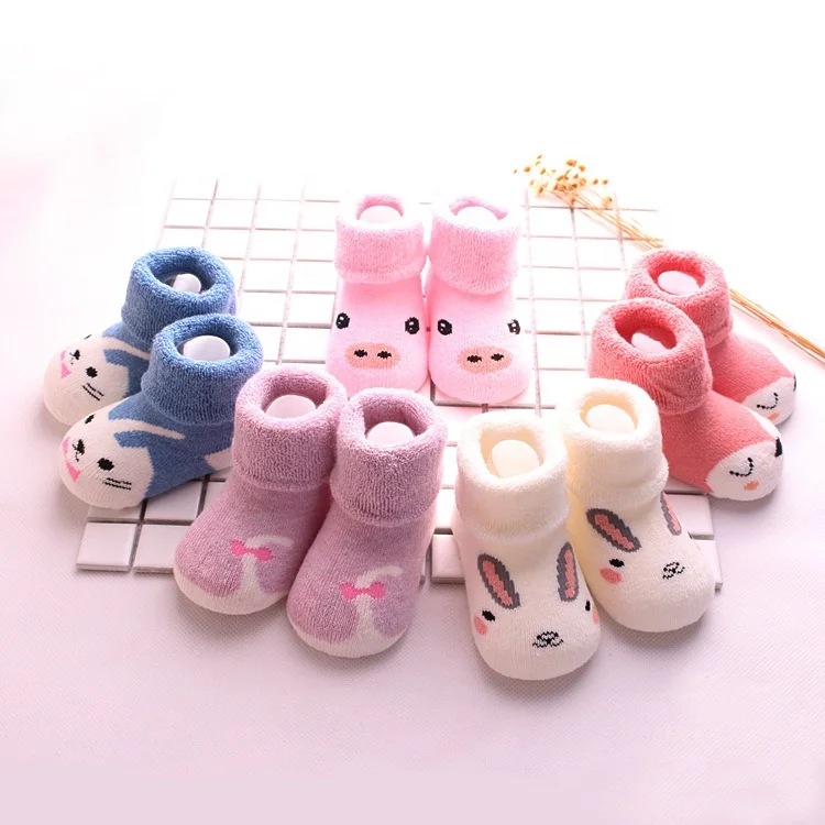 

100% combed cotton winter newborn plus velvet thickened baby socks loose mouth warm 0-3 years old non-slip baby socks, More than 6 color are available