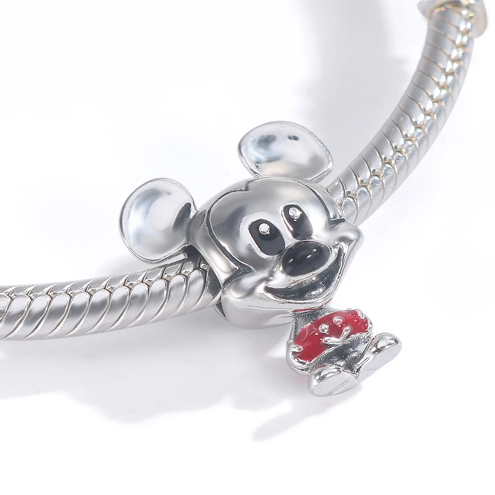 

Fukarni Factory Women Jewelry DIY Bracelet Charms making Bracelets 925 Sterling Silver Bead Disney Mickey charm