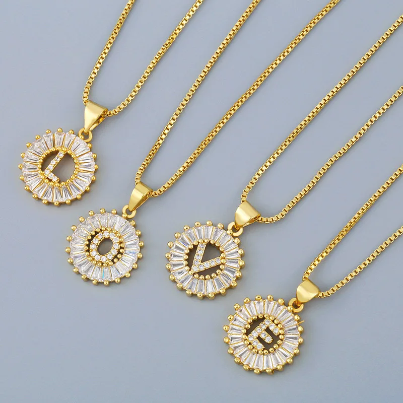 

Shangjie OEM 26 letters copper zircon necklace name flower gold initial disc necklace rhinestone choker necklaces, Silver/gold