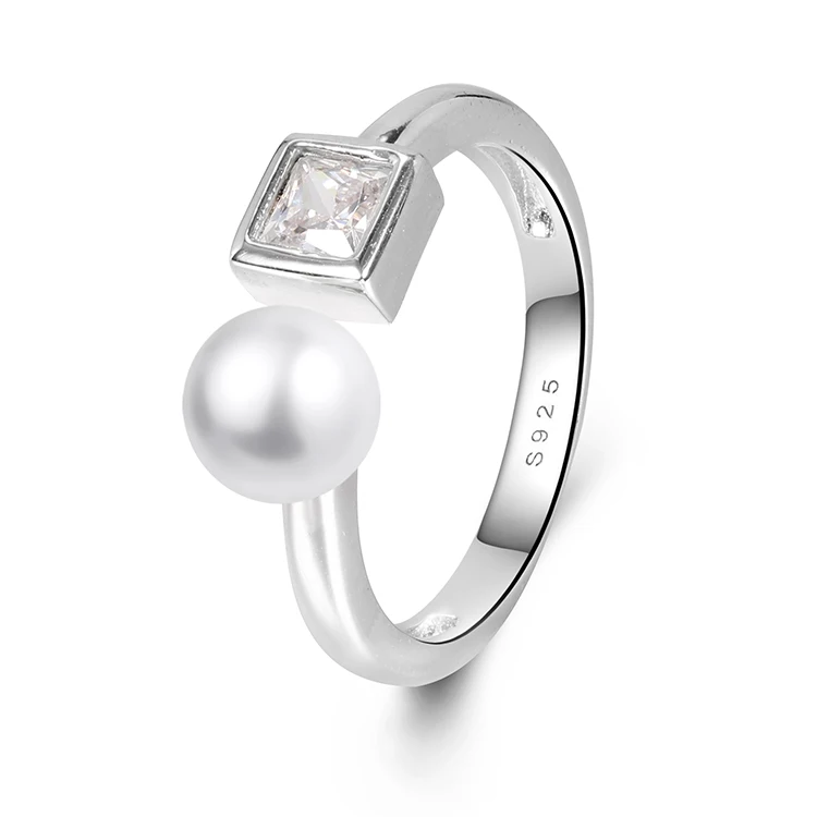 

Factory wholesale custom silver jewelry women opening pearl ring engagement ring