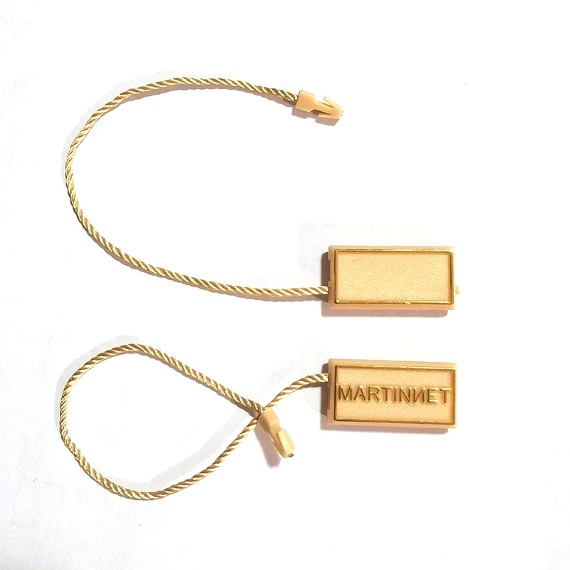 

Custom brand garment clothing seal tag plastic string lock seal tag for hang tag