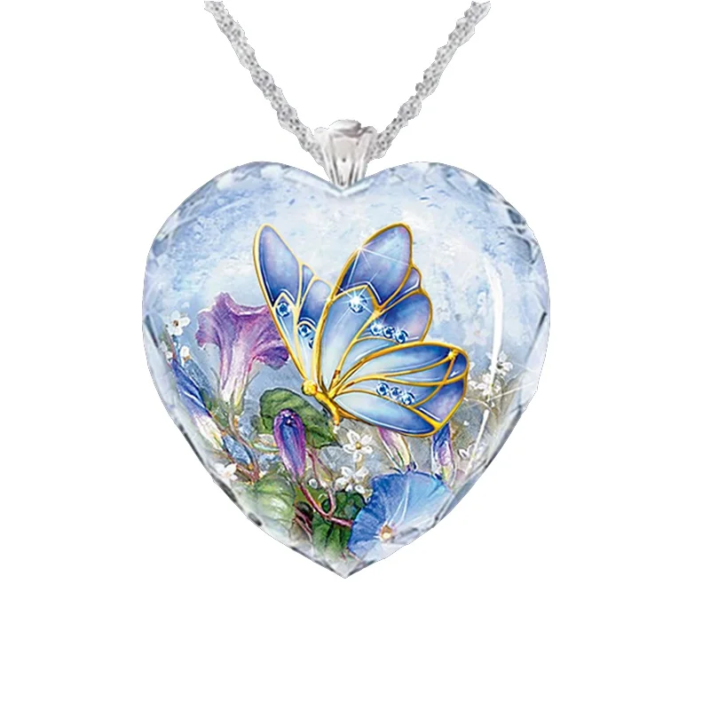 

Crystal Necklace Butterfly Heart Pendant Cartoon Women's Jewelry Necklace Gift Granddaughter