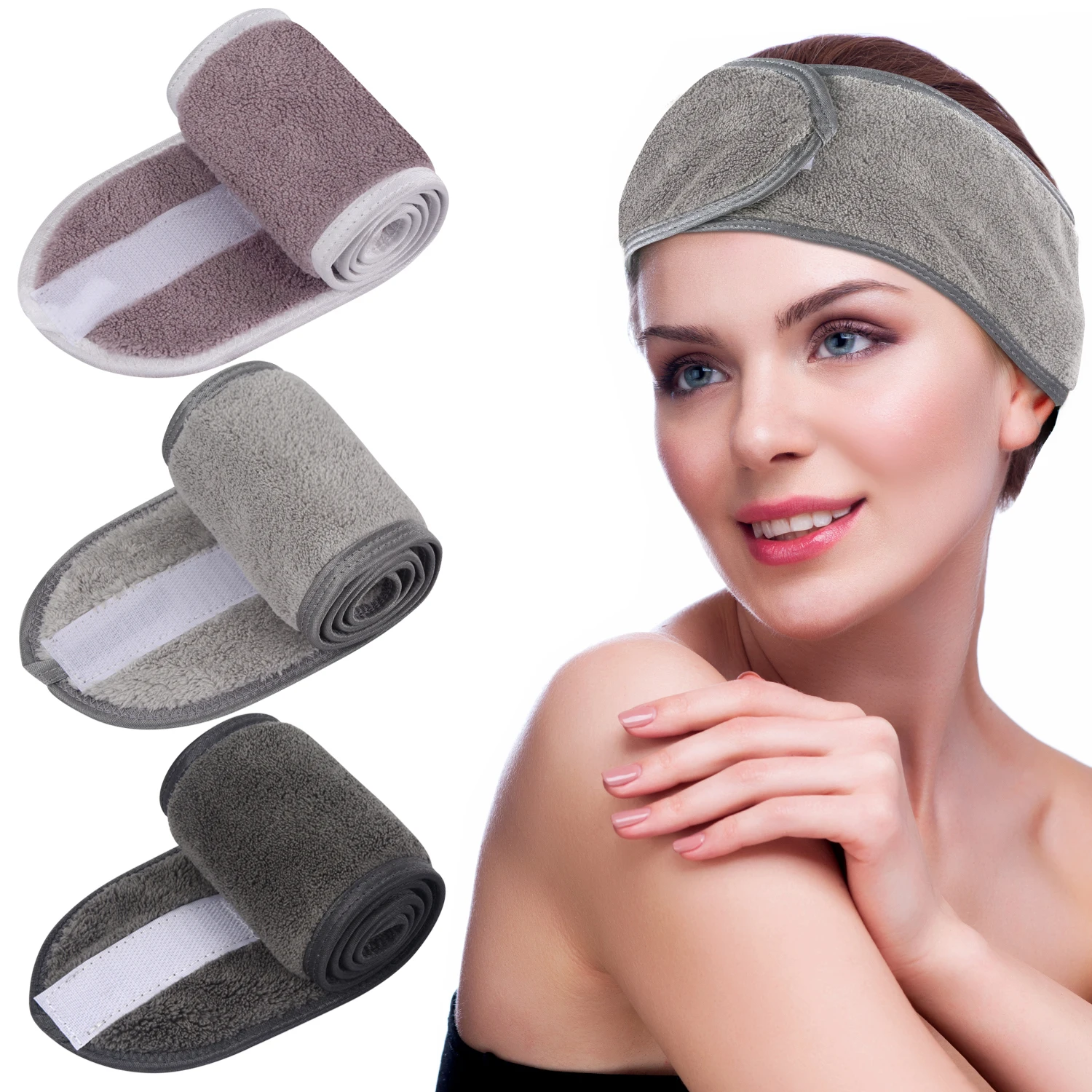 

High Quality custom Microfiber cute beauty makeup hair band facial headband spa wholesale hairband For Women, Purple, gray, beige,dark grey