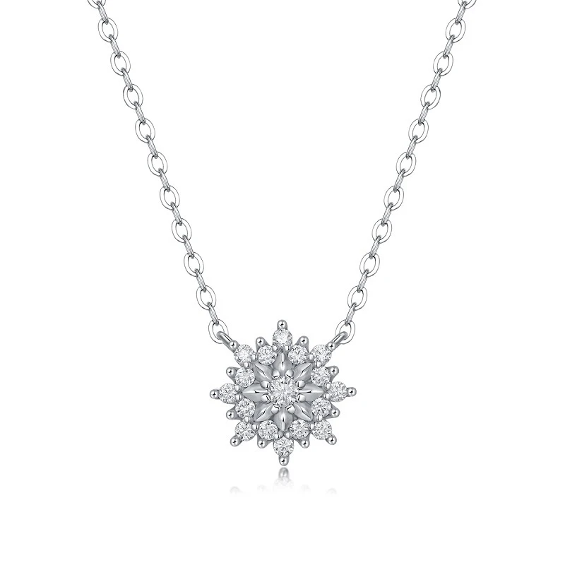 

Moissanite Necklace 925 Sterling Silver Snowflake SunFlower Moissanite clavicle Pendant necklace
