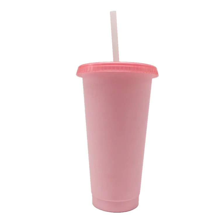 
24OZ Reusable Hard Plastic Straw Cup with Custom Logo Printing 