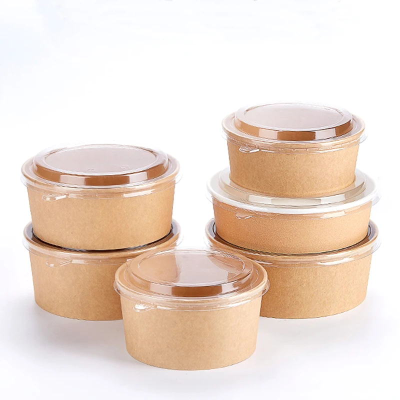 

Customizable kraft paper bowls Biodegradable Eco Friendly salad bowl wholesale round paper soup bowl