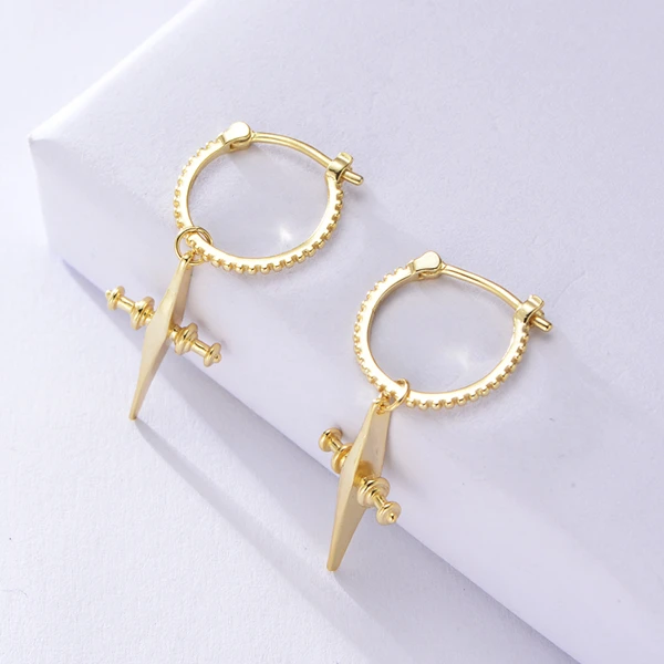 

Fashion Gold 925 Sterling Silver Huggie Hoop Earrings Minimalist Tiny Dainty Cross Earrings Jewelry For Women