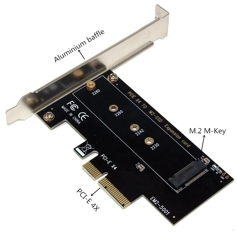 

NVMe PCIe M.2 NGFF SSD To PCIe X4 Adapter Card PCI-e 4X To M.2 M-Key Expansion Card With Half tall baffle