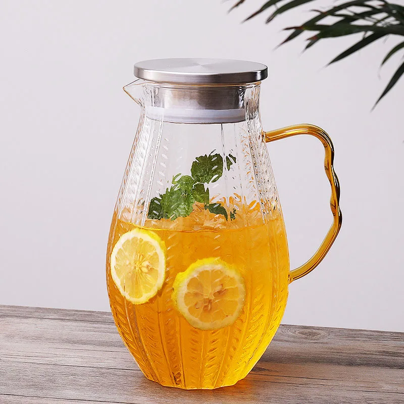 

Wholesale cold and hot water borosilicate glass jug with lid, Transparent