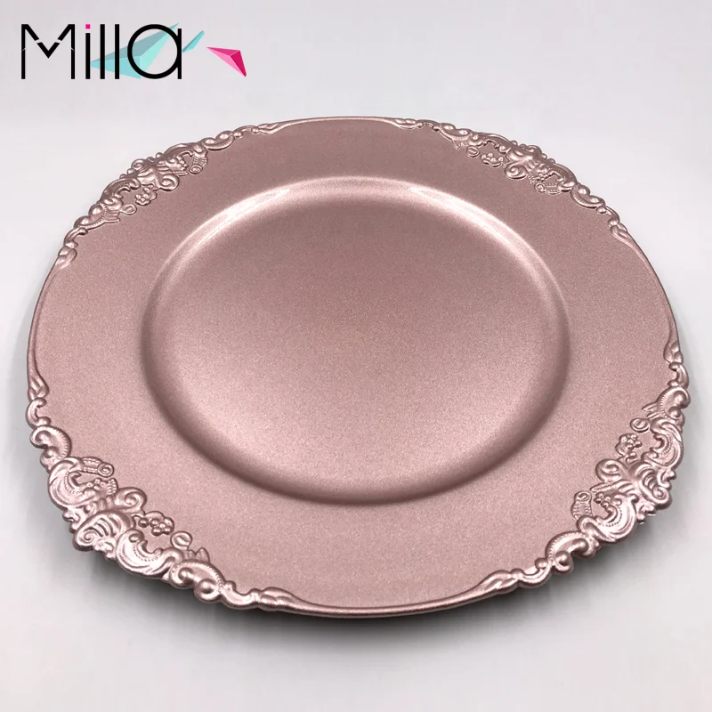 

Dusky Blush Pink Plate Charger Underplate Dinner Place Settings Wedding Party Dine Serve, Gold, silver, rose gold, white, black, etc.