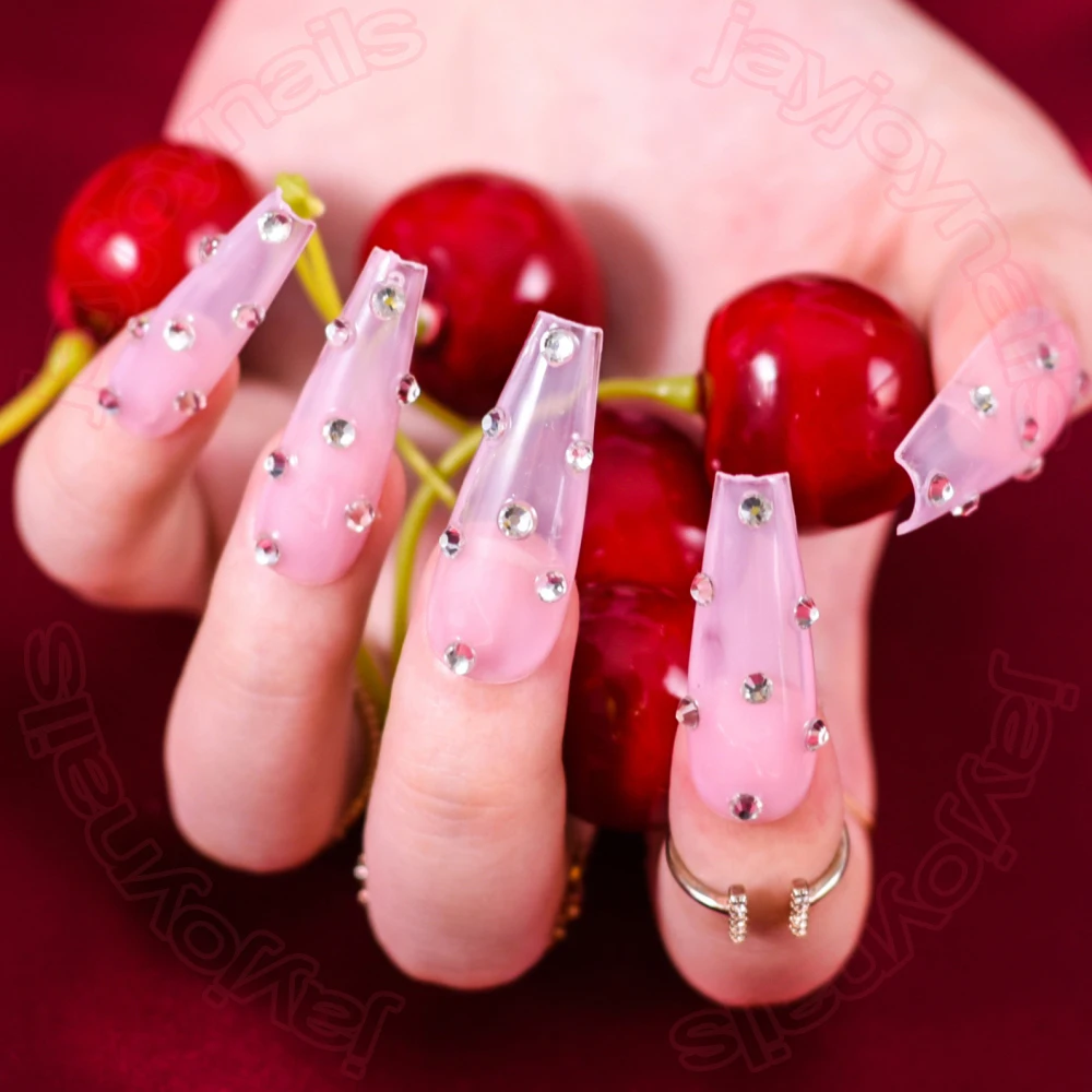 

JayJoy 3D New Designs Artificial Creative Pink Shining False Nail Tips