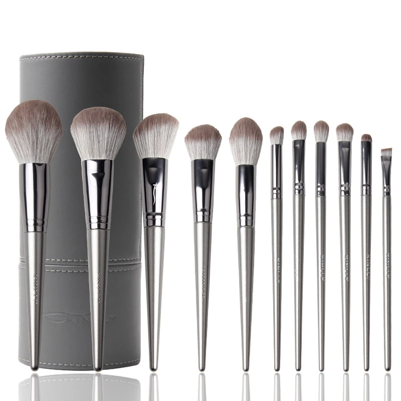 

Silver advanced wooden handle comfortable soft makeup brush set wholesale