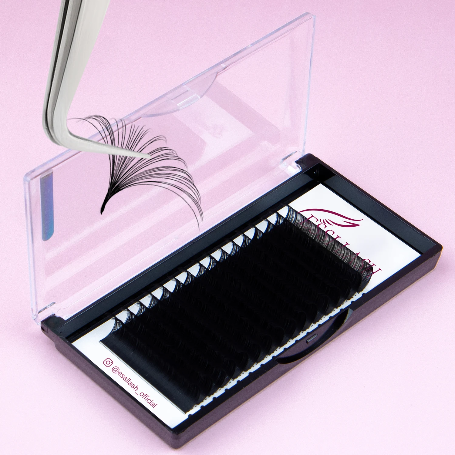 Handmade C/D 0.03 0.05 Premium Silk Volume Lash Extensions Custom Dark Matte Black  Cashmere Lashes Extension  Trays Wholesale