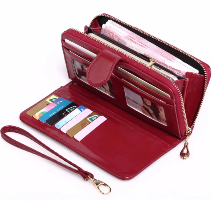 

2020 Wholesale dropshipping latest fashion ladies long clutch purse female wax leather wallet women, Brown,red,blue,black,customized color