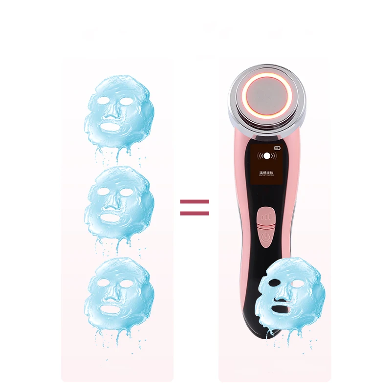 

energy bar care ultrasound massager and face inface 4 in 1 facial vibration massage eye beauty instrument, White/pink