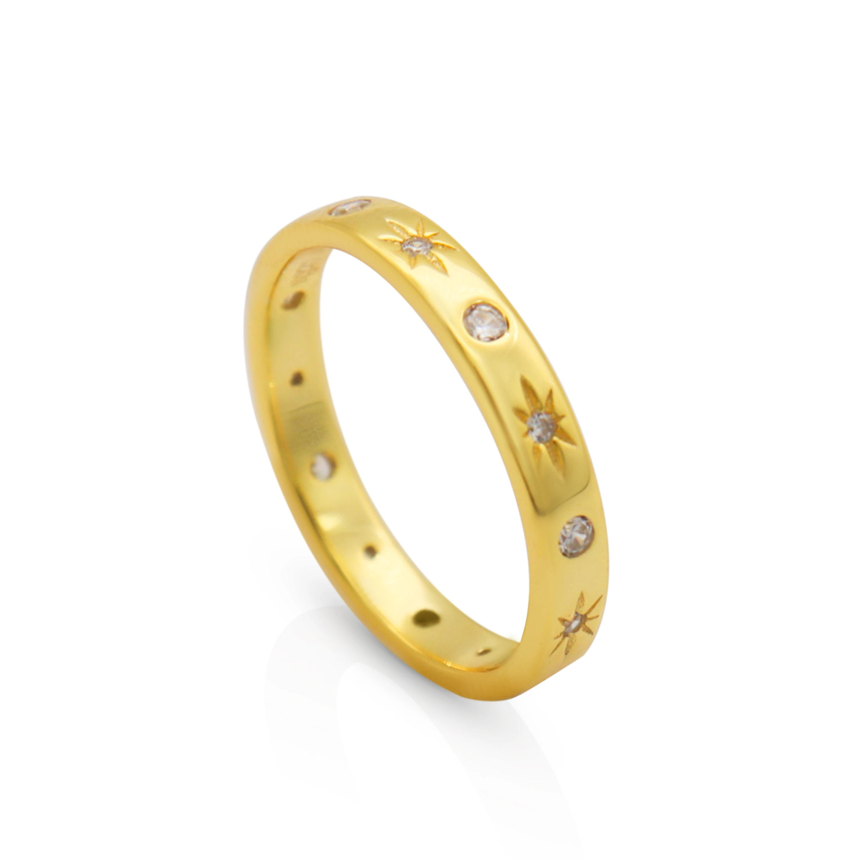 

Chris April fine jewelry in stock 14k gold plated 925 sterling silver galaxy knuckle ring with zircon