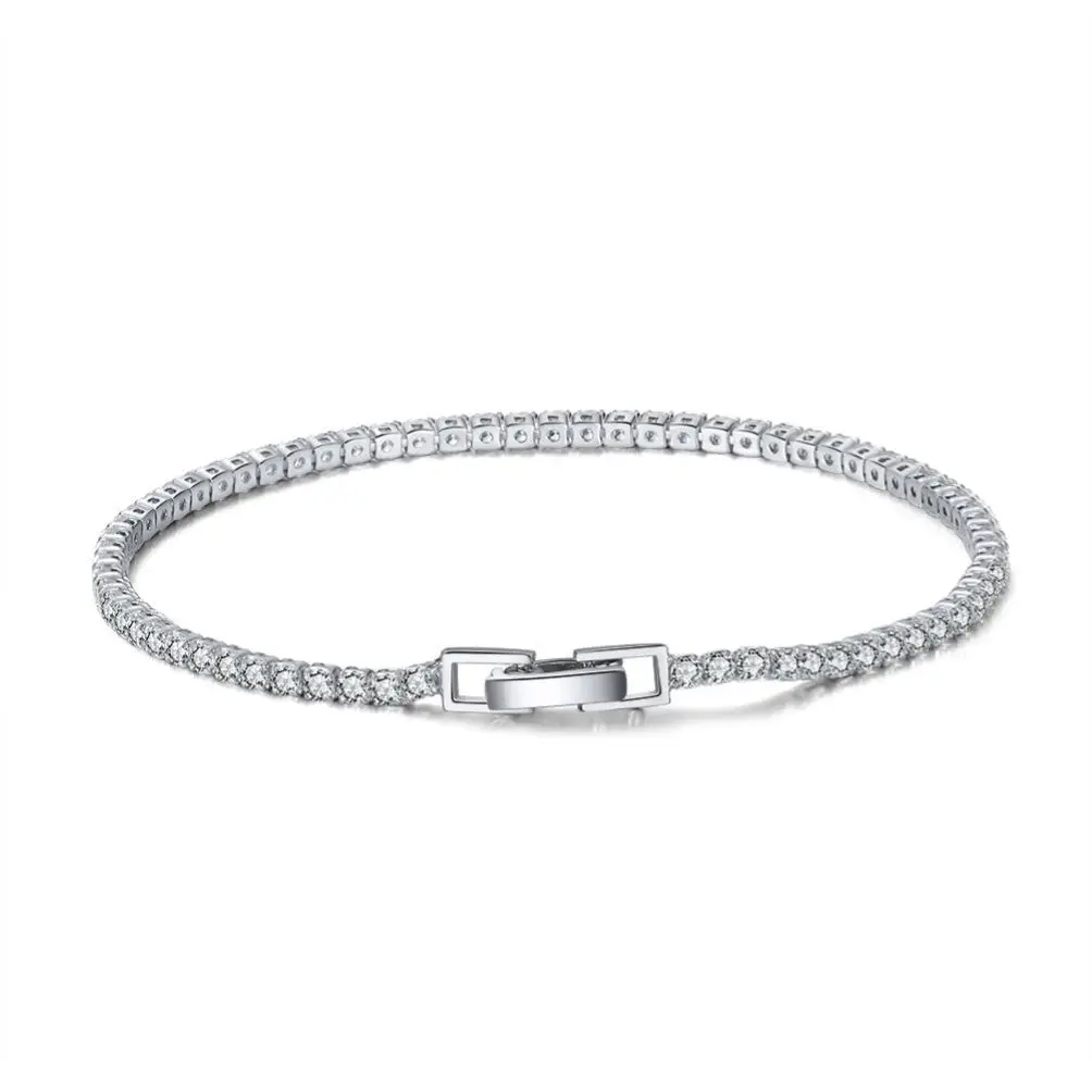 

OEM High Quality Best Price White Cubic Zircon Bracelet Round Cut Charm Jewelry Women Men 925 Sterling Silver Tennis Bracelets