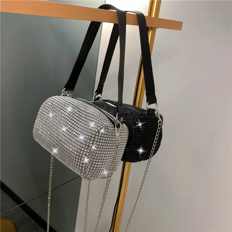 

Single shoulder bag flashing diamond mini bag portable and hand carry bags