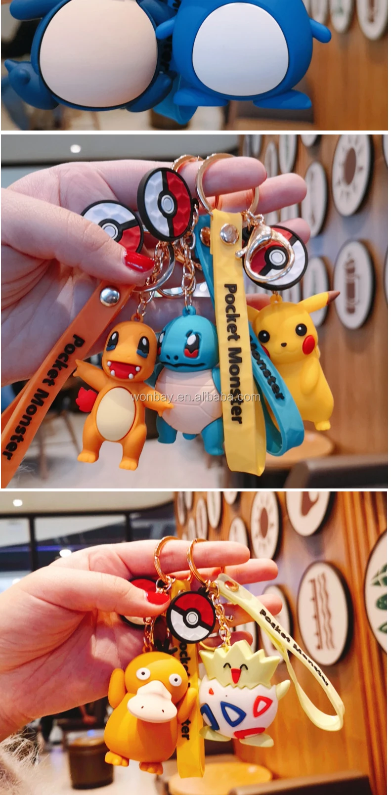 Cheap Cute Anime Pokemon Go Pvc Cartoon Double Side Pikachu Figure Key
