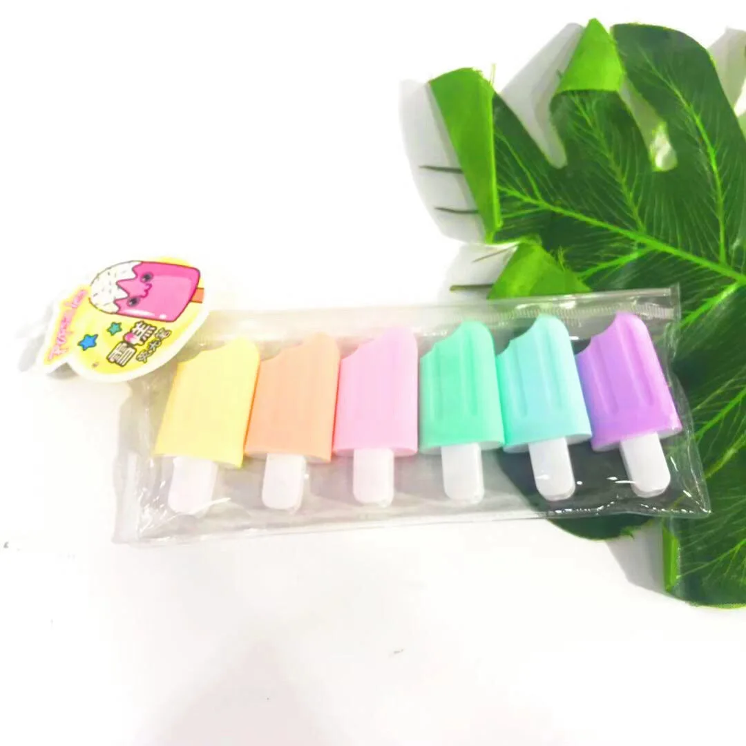 

New Product Kawaii ice cream highlighter Creative Cartoon Candy Color marker pens Mini Highlighters Set For Kids