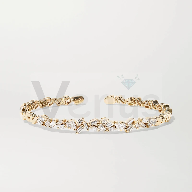 

VENUS Bohemia luxury 925 sterling silver jewelry cuff bangles gold plated diamond CZ Cuba bracelet