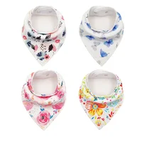 

High Quality Custom Wholesale 100% Organic Cotton Waterproof Absorbent Plain Baby Bandana drool Bibs for Drooling and Teething