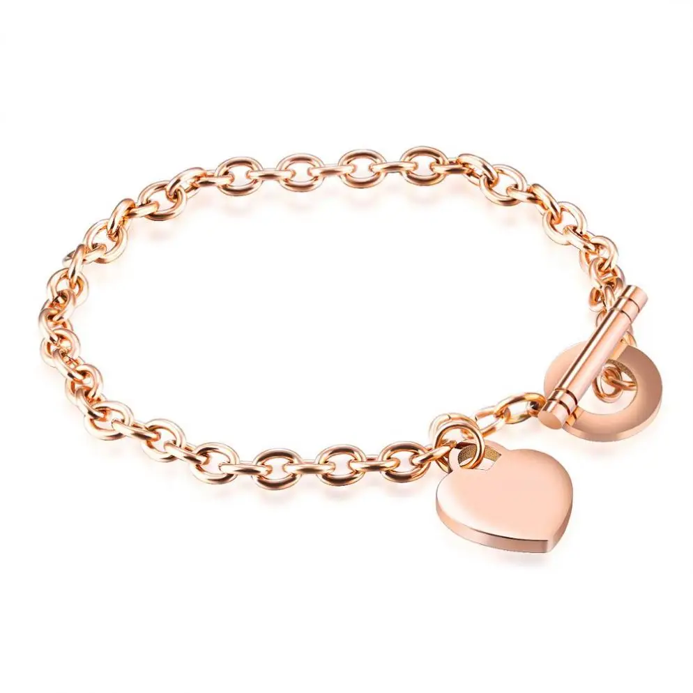 

Stainless steel rose gold love pendant charm bracelet jewelry