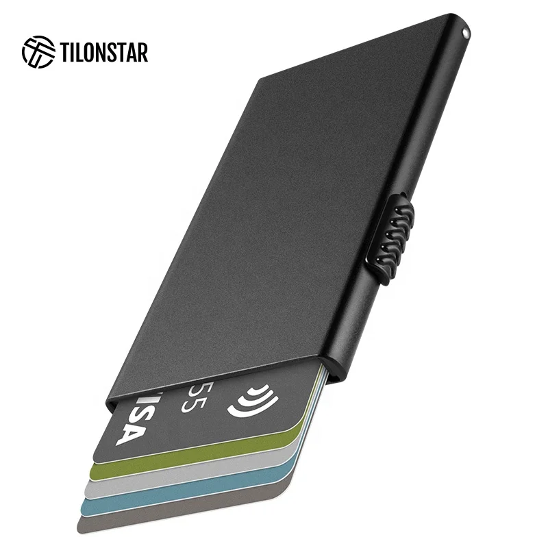 

Hot Private Label Mini Wallet Metal Pop Up Card Holder Card Case