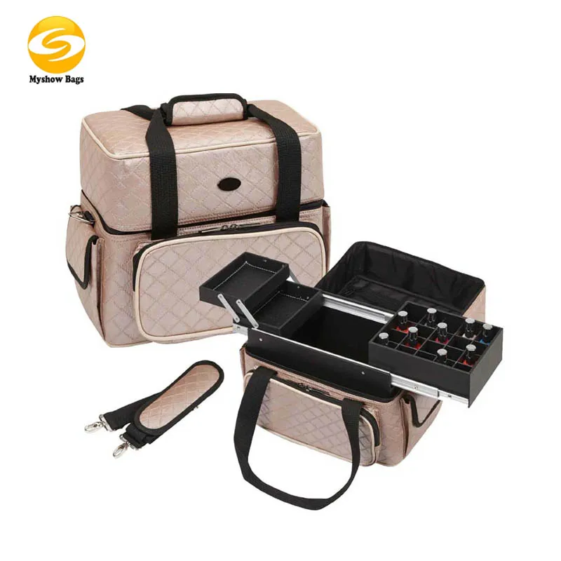 

Nail Polish Carrying Case,large capacity Makeup Bag Cosmetic Cases Organizer Portable Storage Bag include shoulder strap, Customized colors