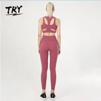 

B017+SY8820 Women's Blank Gym Apparel 2 Piece Bra And Leggings Outfit Suits Workout Sets