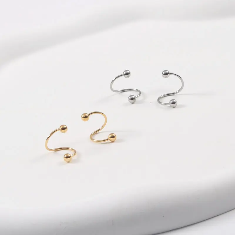 JOOLIM  High End 18K Gold Plated Dainty Spiral Threading Screw-socket Earring Design Jewelry Wholesale
