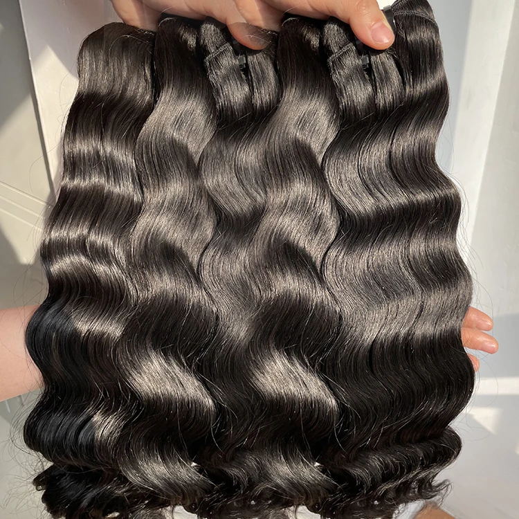 Raw Human Hair Cuticle Aligned Indian Hair Unprocessed Raw Vietnamese Double Drawn Natural Wave Cuticle Aligned Hair Bundles