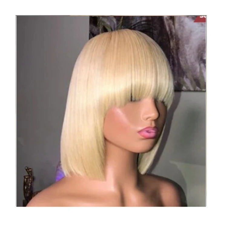 

Women's Short Straight Head European And American Gold Fiber Wig Hair Cover, Picture shows