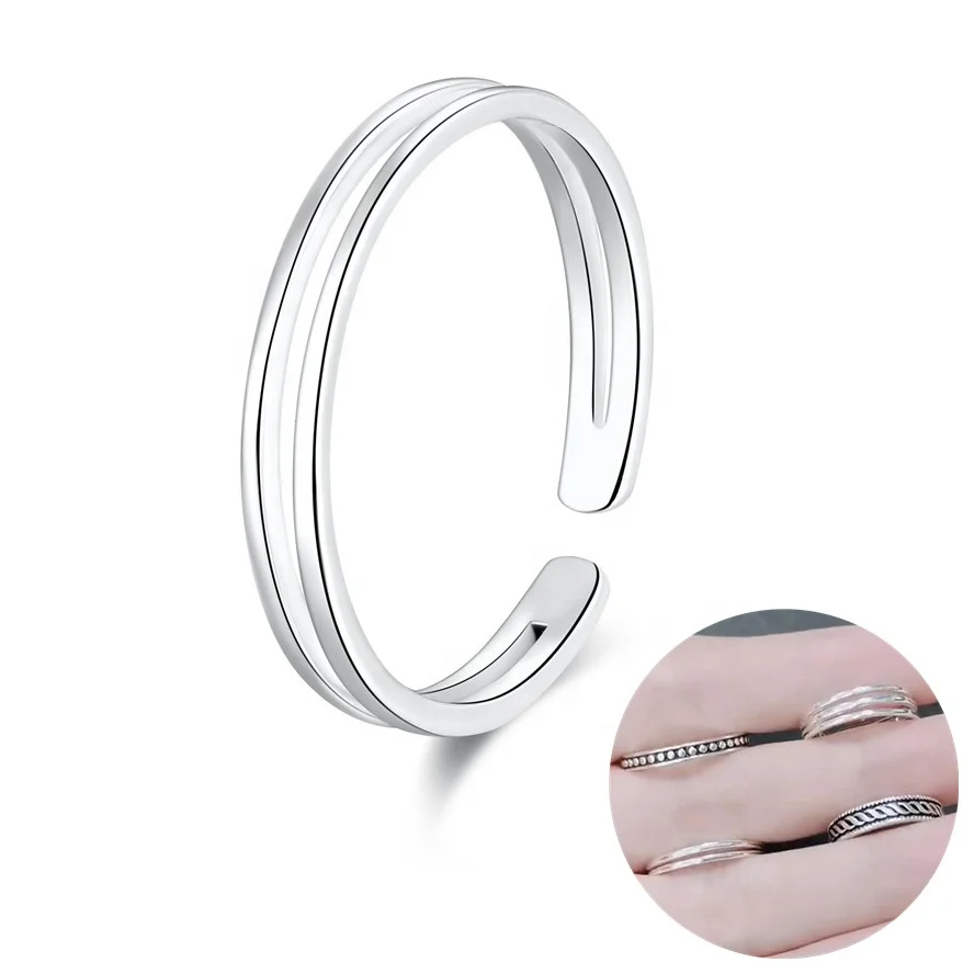 

925 Sterling Silver Minimalist Thin Line Toe Ring for Women Girls Open Cuff Adjustable Band Size 2-4