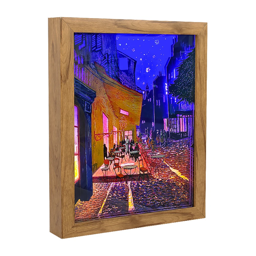 

PS Wall Decor Frame Home Decoration Gift Van Gogh Cafe Terrace at Night Table Lamp Children Night Light, Customized color