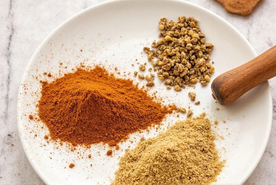Homemade spice mix with nutmeg, cinnamon, and cloves