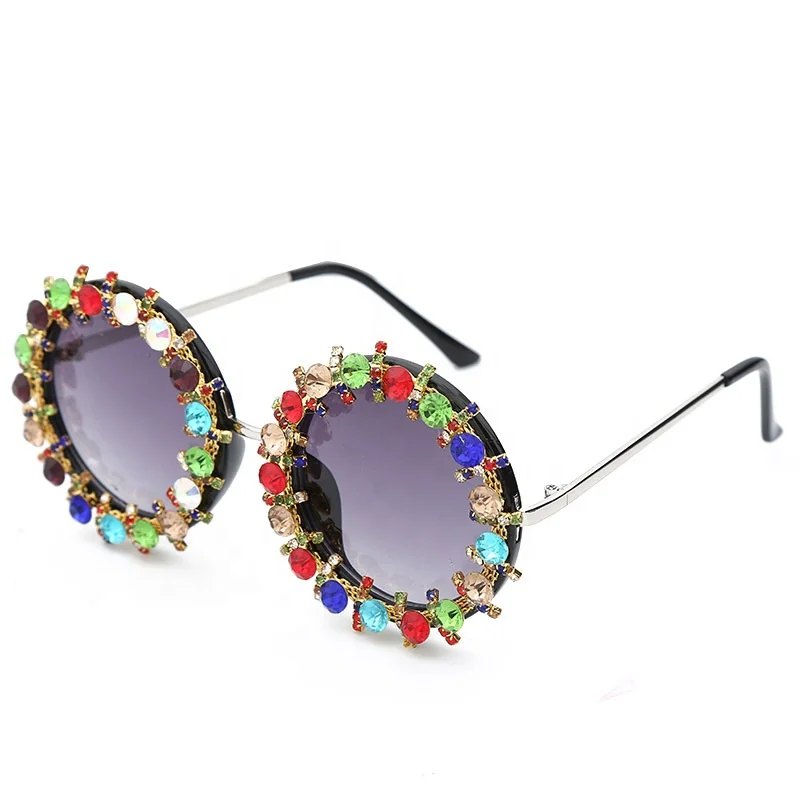 

New style hot selling baroque diamond inlaid luxury sunglasses colorful fashion charm gorgeous diamond sunglasses