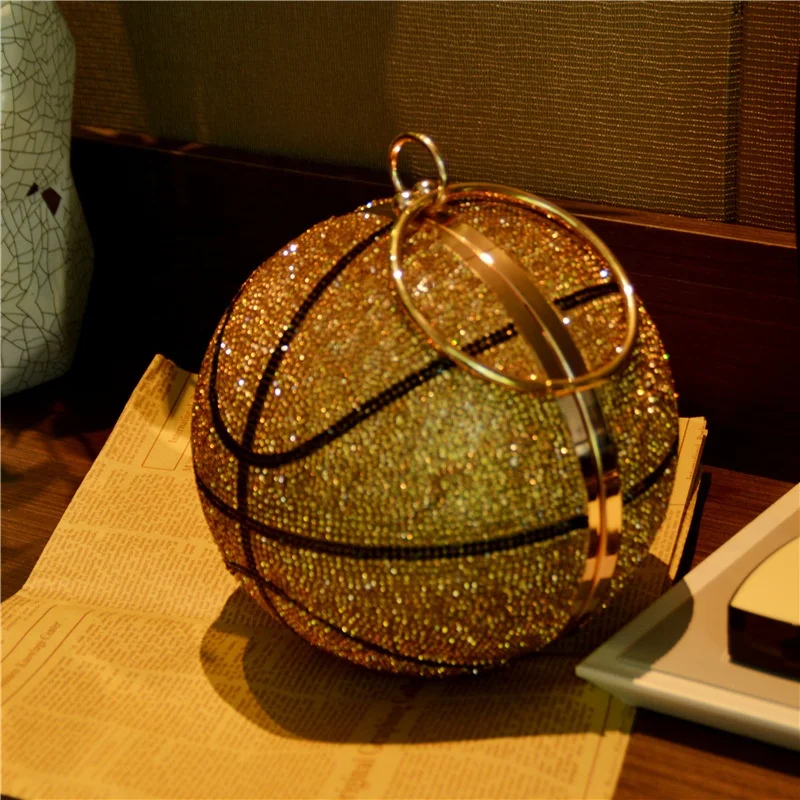 

basketball handbag bags for women rhinestone diamond bling shiny luxury designer ladies handbags basketball purse, 3 color options