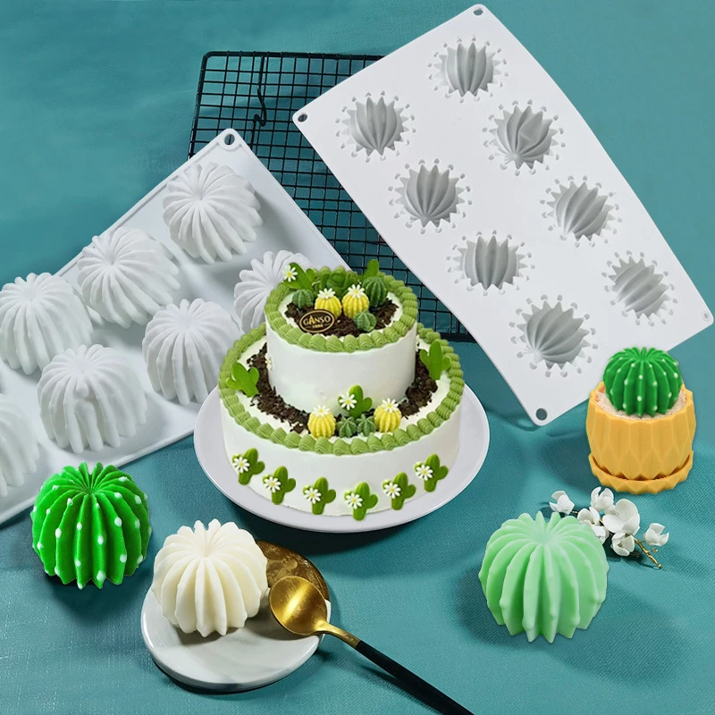 

Z0429 New Hot DIY8 cavity Cactus scented candle mold handmade creative mousse chocolate cake silicone molds