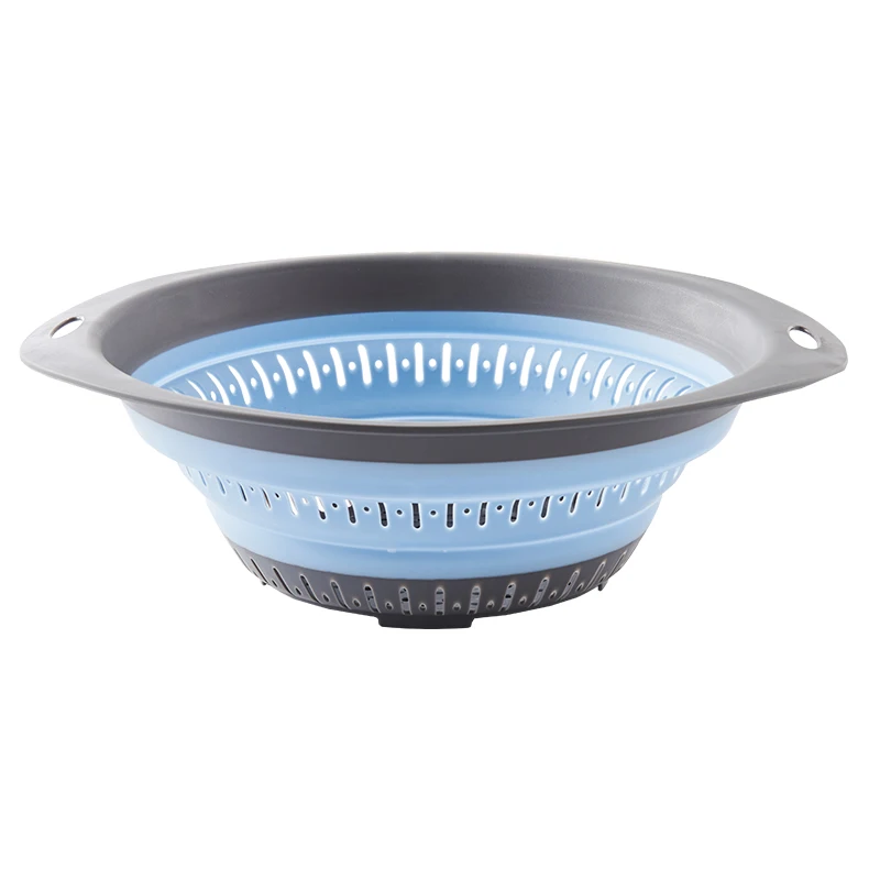 

Manyou PP+TPE Material Large Size Round Plastic Foldable Fruit Vegetable Drain Basket with Handle, Blue;green;pink;gray