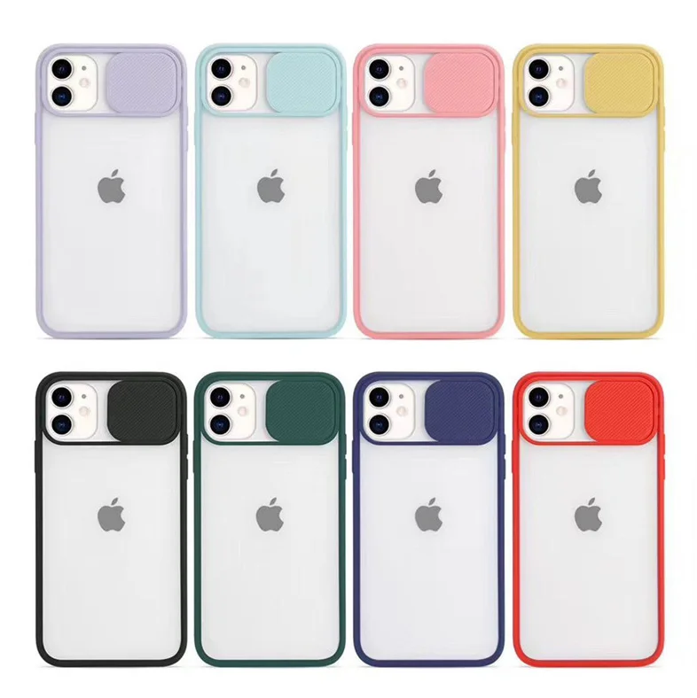 

Sliding Camera Lens Protective Phone Case For iPhone 12 Pro Max Mobile Phone Color TPU PC Matte Back Cover, Black/red/blue/pink/purple/green/yellow