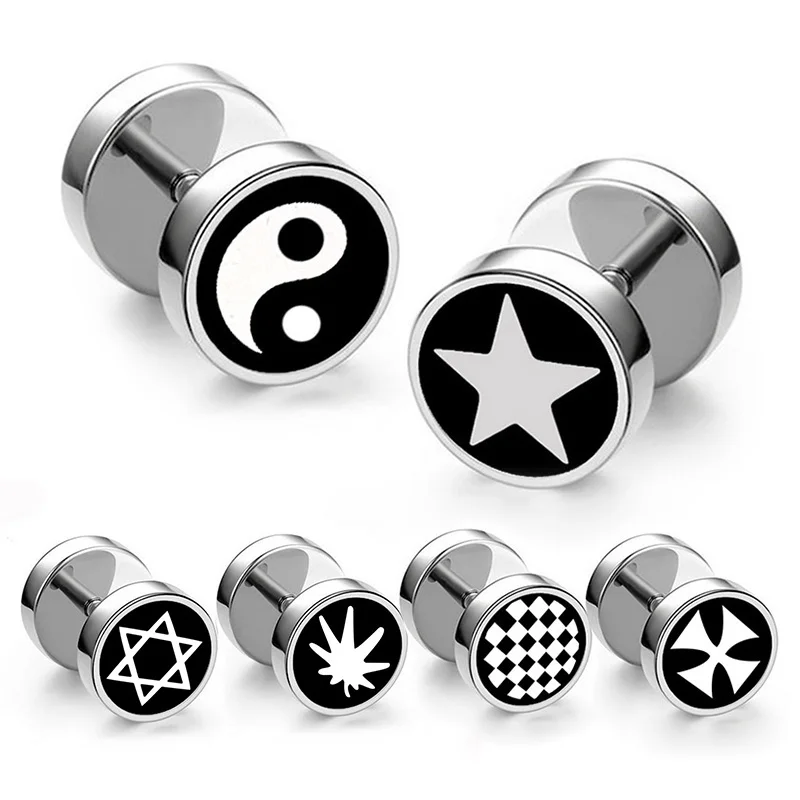 

Hot Punk Gothic Jewelry Stainless Steel Men's Ear Stud Man Earrings